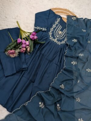 Alternative view of stitched SHIVAM COLLECTION PRESENT.....   WOMEN'S PURE VISCOSE CHANDERI SILK KURTA SETS   SC658
