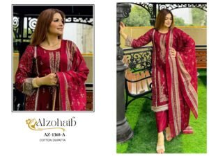 semi stitched pure cotton print  and Heavy self work with katli work  ALZOHAIB D.No. - AZ-1368 A