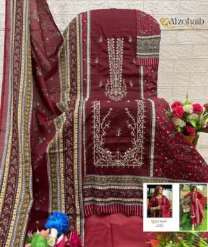 Alternative view of semi stitched pure cotton print  and Heavy self work with katli work  ALZOHAIB D.No. - AZ-1368 A