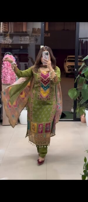 stitched  Elegant Digital Print Set with Real Mirror Work  Fully Stitched | Ready to Wear | Classy Look at Best Price!  AK-9278