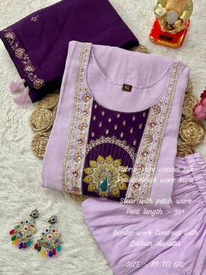 Alternative view of stitched Upgrade your ethnic wardrobe with this elegant and sophisticated 3-piece suit set. Perfect for festive occasions, office wear, or family gatherings!