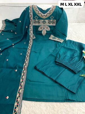 stitched MARRIAGE SEASON COLLECTIONS#   HAND WORK  KURTI WITH  DUPATTA PLAZZO SET WITH WORK ON SLEEVS
