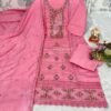 stitched Beautiful Straight fit Suit with Laced Work On Kurti Straight fit Pant & Heavy Bits Work All over in Dupatta.