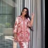 stitched Launching New  Đěsigner Party Wear Look Printed Pur Malai Satin Long 2Pc Co-Ord Set   LADY LOOK-018