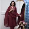 stitched Today We Are Launching Party Wear Kurati style with Pent and Dupatta Readymade Collection.  SKU -Diviya