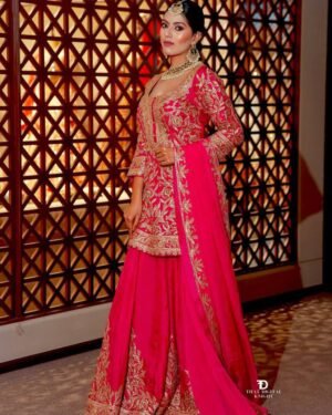 stitched AK-Series New Designer Party Top Sharara & Dupatta Set CODE:- AK-10095