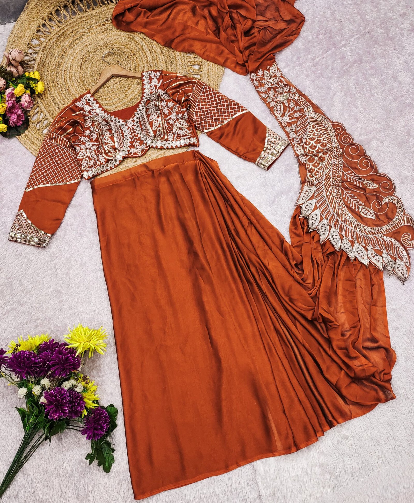 stitched MOST TRENDING READY-TO-WEAR DRAPE SAREE AK 9337 - Image 2