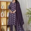 stitched Pure fine Cotton 60-60 fabric Sequence work Kurti Paired Cotton Pant with Cotton Dupatta