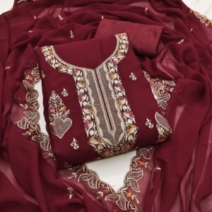 Alternative view of semi stitched Exclusive Dress Material Suit  georgette with heavy Jari full work
