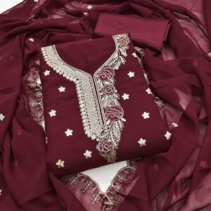 Alternative view of semi stitched Exclusive Dress Material Suit georgette with Jari and ton to ton full work