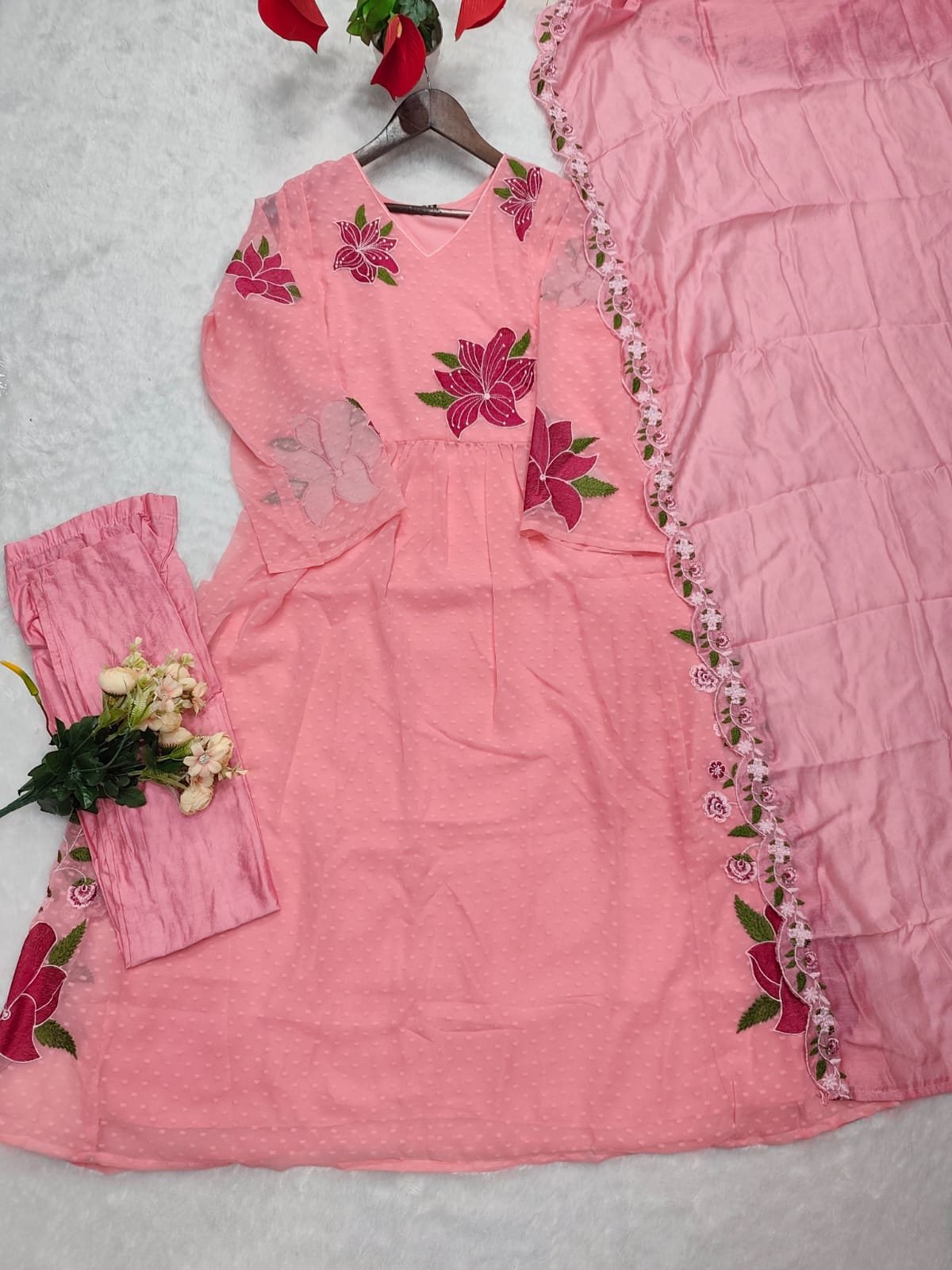 stitched Today We Are Launching Party Wear Kurati style with Pent and Dupatta Readymade Collection. - Image 4