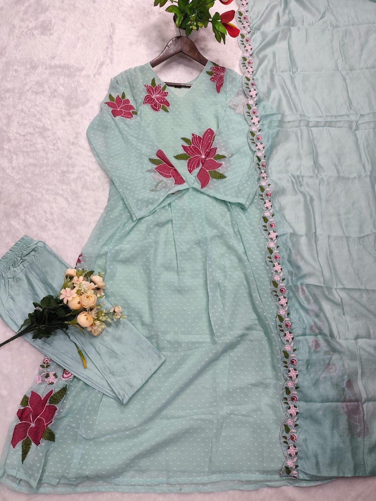 stitched Today We Are Launching Party Wear Kurati style with Pent and Dupatta Readymade Collection. - Image 2