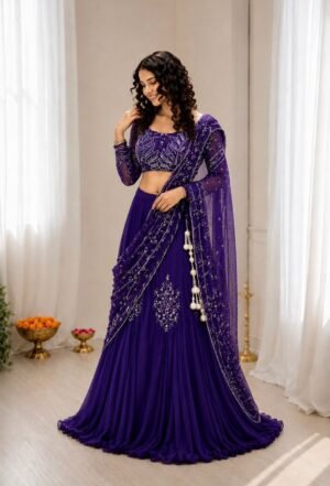stitched Get festive ready in our new Trending Stylelish Lehenga Choli   set  With Embroidery Work detailing.Style Code :-AK- 73