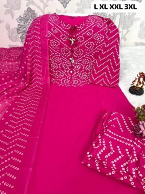 Alternative view of Looking to update your ethnic wardrobe? Check out this stunning Bandhani Suit Set—perfect for daily wear, office, or small gatherings     Fabric:  Pure Cotto