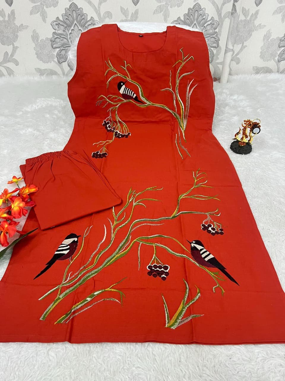 STRIGHT CUT KURTI WITH PLAZO Fabric: cotton:Stitch - Image 2