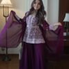 REAL MODLING OF EMBROIDERED PEPLUM TOP WITH PLAZZO PAIR FROM LOOMEERA