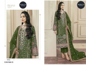 Designer Unstitched Kurta Pant Dupatta Set DINTING chiffon Heavy with heavy embroidery with