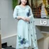 Launching New Đěsigner Summer Special Pure Lilan With Print Daily Or Office Wear Look Pure Lilan Top With Pent & Dupatta Set