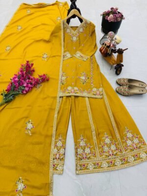 Alternative view of AK-Series New Designer Party Top Sharara & Dupatta Set