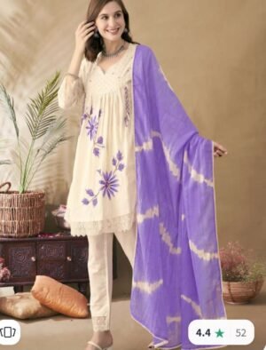 Pure Cotton Shifli Fabric Party Wear Dress With shiffon lahariya Dupatta