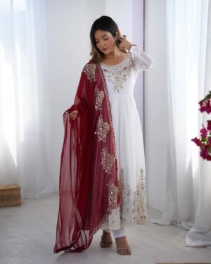 Alternative view of AK-5008 — "Elegant Embroidered Sequence Designer Anarkali Three Piece Set"