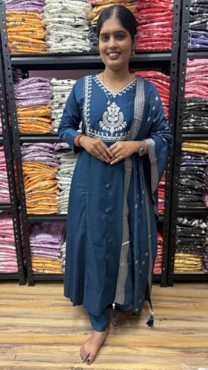 Anarkali kurta set For a festive gathering, you’ll can opt for our Kali pattern with beutiful work on yoke Anarkali kurti Set.. For all the stylish ladies out there, who want something simple, sophisticated and traditional