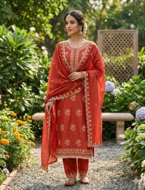 Alternative view of VICHITRA  SILK WORK kurta  pant dupatta set