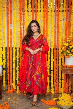 RED COLOR ANARKALI SUIT SET