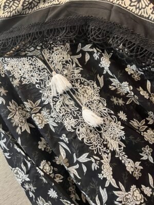Alternative view of FULL STITCHED COTTON TOP WITH SELF EMBROIDERY ON NECK & DAMAN WITH FANCY TUSSELS, STYLING IN NECK, SLEEVES & DAMAN