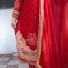 Exquisite Chinon Kurti Set: Aari & Original Mirror Work This stunning outfit is a vibrant and elegant choice, perfect for festive occasions, weddings, or grand celebrations.