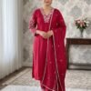 Premium Roman Silk Kurti With Pant With Heavy Embroidery Work Duppata