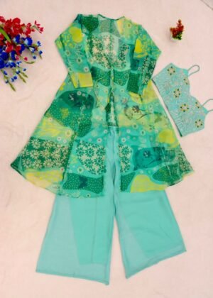 Alternative view of Get festive ready in our new three piece set with embroidery detailing.