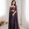 🌺Designer Fancy indo-Western Style Heavy Crep Silk Fabric Sequins Embroidery Work Shrug , With Choli And Draped Skirt western outfit for the trendy wedding season