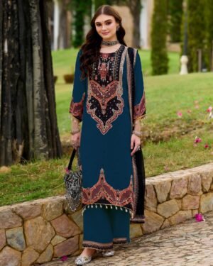 Experience a blend of tradition and modern style with this stunning 3-Piece plazzo kurti duppata Set. Available in two sophisticated shades—Deep Teal Blue and Classic Cream—this outfit is designed to make a statement at festive gatherings or formal events.