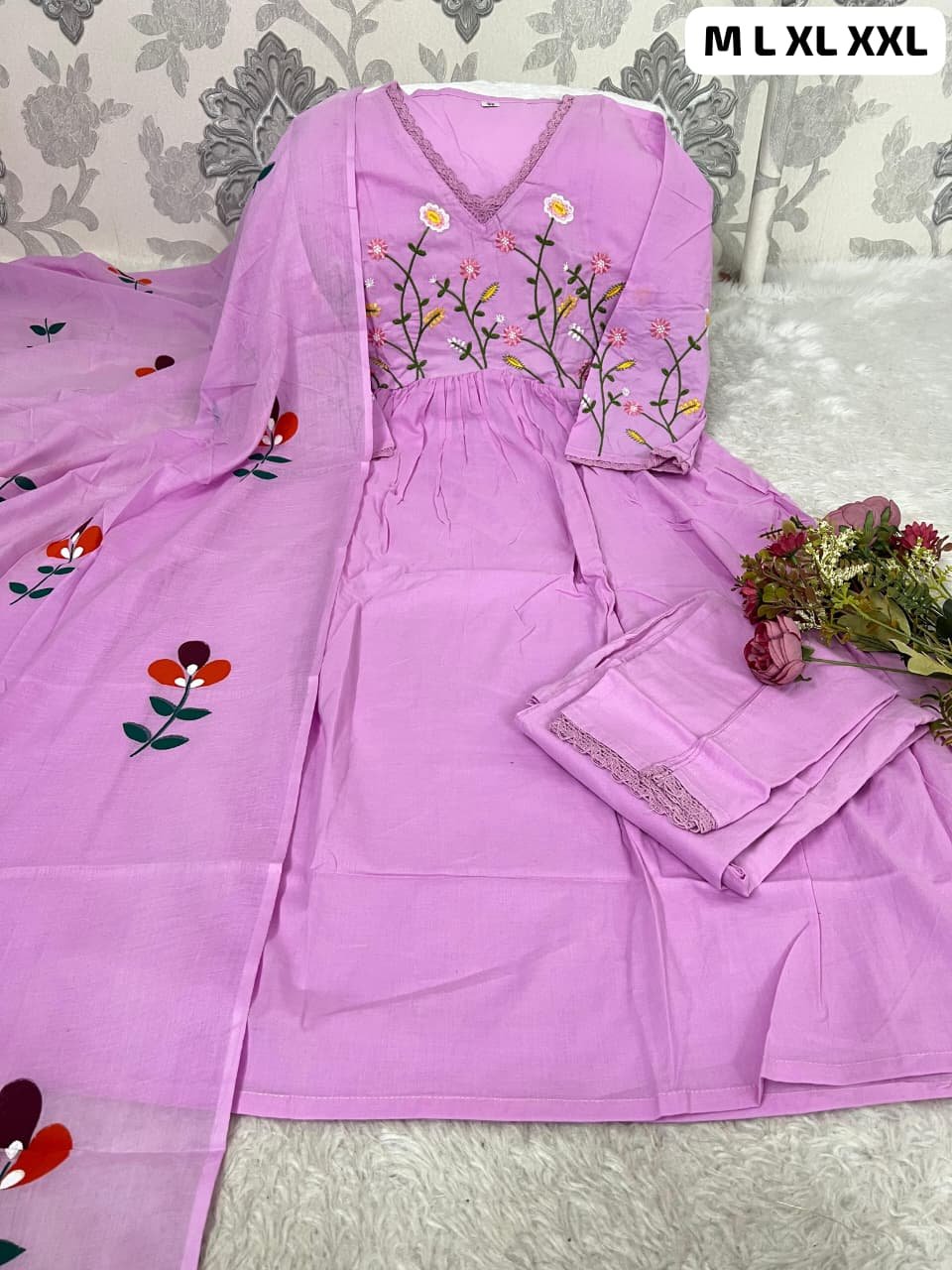Introducing The Latest addition to our fashion collection the strength kurta Style made from high-quality cotton, embellished with exquisite embroidery work on neck line and paired with matching pant.l - Image 2