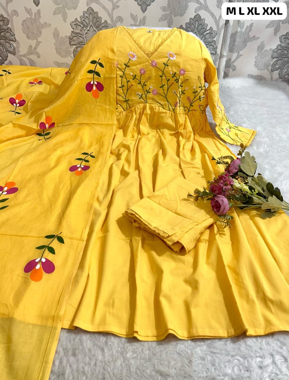 Introducing The Latest addition to our fashion collection the strength kurta Style made from high-quality cotton, embellished with exquisite embroidery work on neck line and paired with matching pant.l - Image 8