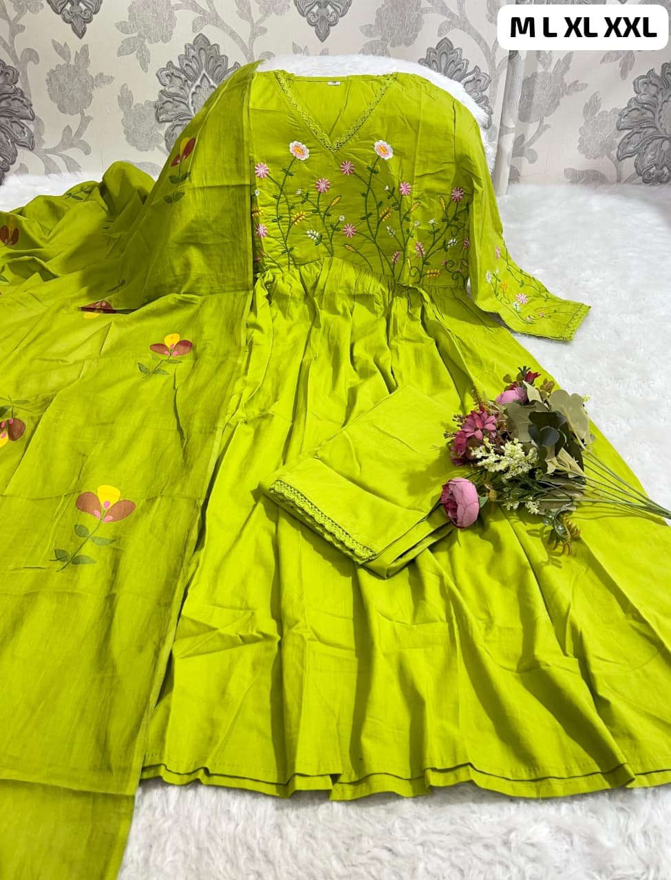 Introducing The Latest addition to our fashion collection the strength kurta Style made from high-quality cotton, embellished with exquisite embroidery work on neck line and paired with matching pant.l - Image 4