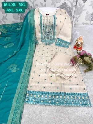 Look straight out of a dreamy movie set as you turn around and walk in this elegant SImmer jaquard silk (attached fully silk inner) hand premium work suit.. the perfect blend of traditional wear and chic design