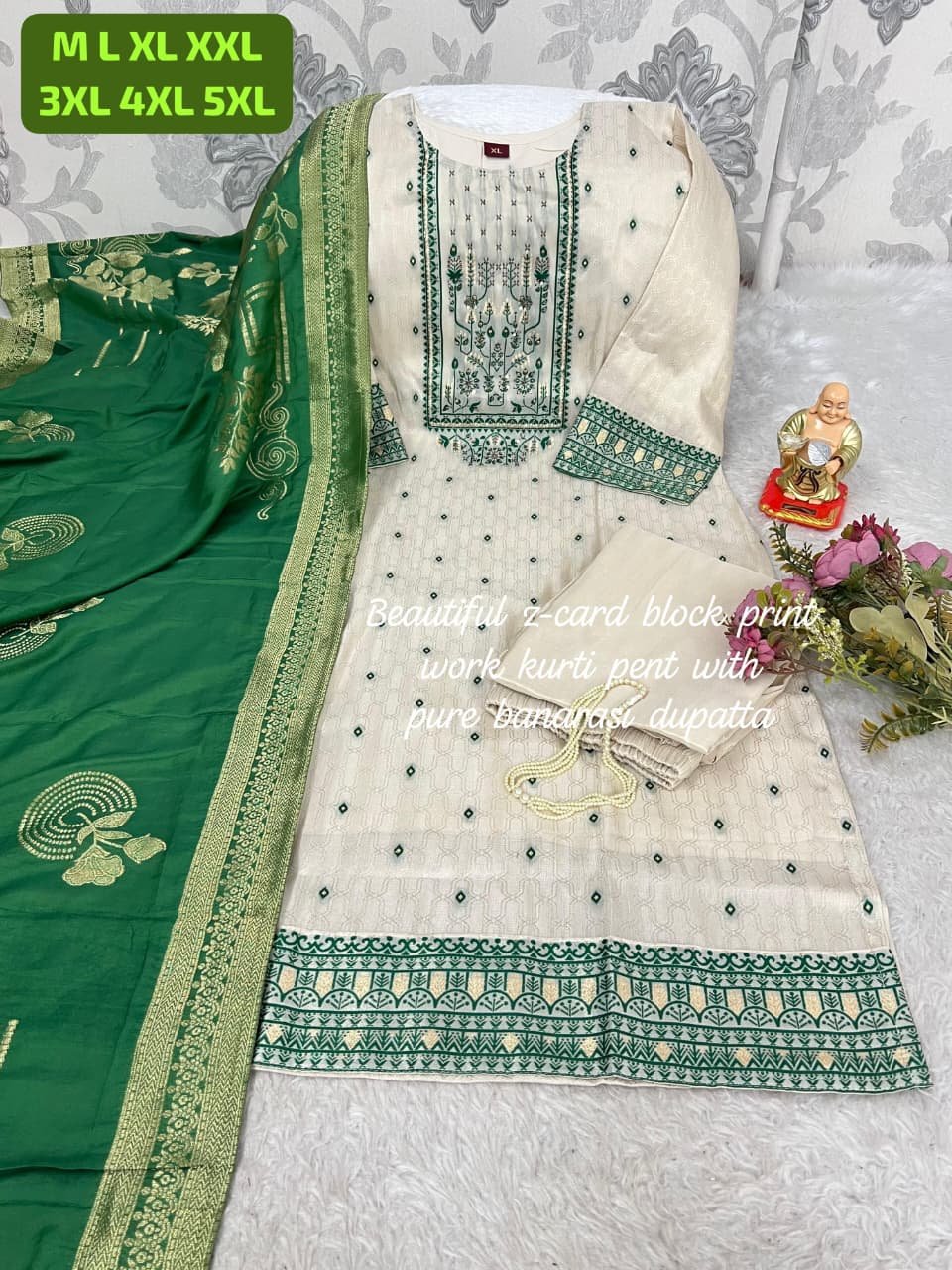 Look straight out of a dreamy movie set as you turn around and walk in this elegant SImmer jaquard silk (attached fully silk inner) hand premium work suit.. the perfect blend of traditional wear and chic design - Image 2