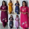 Featuring Beautiful Suit Sets in Soft Tesla Slub Cotton Top With Plazzo, it is beautifully decorated with Multi thread Embroidery & Bits work desgins