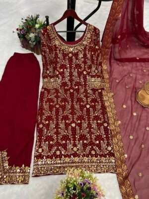 Alternative view of LAUNCHING NEW TRDITIONAL COLLECTION 3 PIECE FANCY KURTI WITH PLAZZO AND BEAUTIFUL DUPATTA