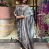 Black Anarkali Suit Set you've described seems to be a party wear outfit made from Maslin fabric with digital prints Muslin Duptta Fancy Lace Border .(3-Pair)