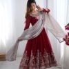 "Elegant Embroidered Sequence Designer Anarkali Three Piece Set"