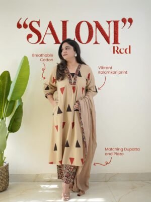 Launching New Đěsigner Kalamkari Print Daily Or Office Wear Look Ajarakh Pure Cotton Top With Pent & Dupatta Set