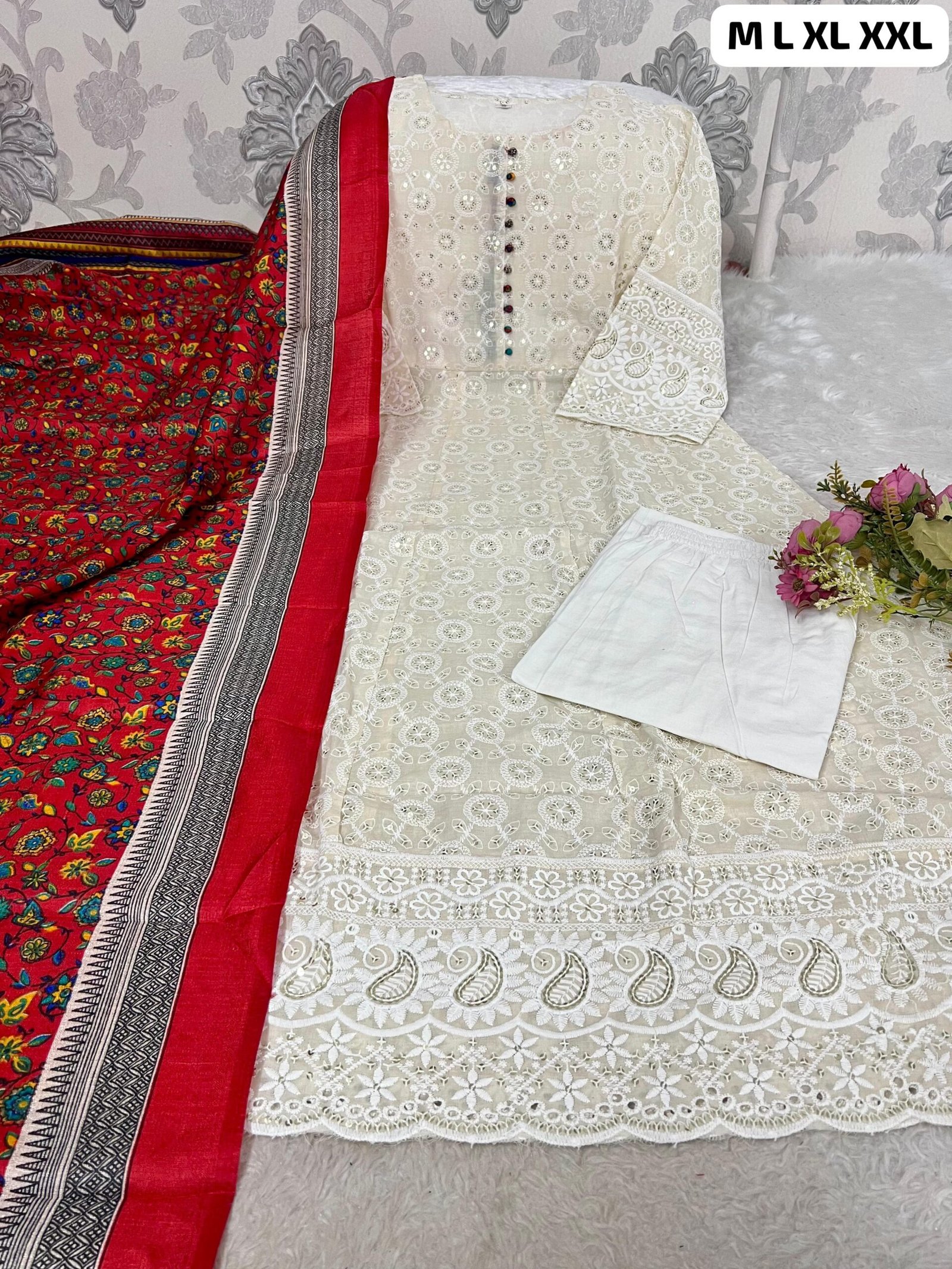 Trust our new arrivals classic comfortable chikankari cotton sets in the most beautiful two summer colors - Image 2