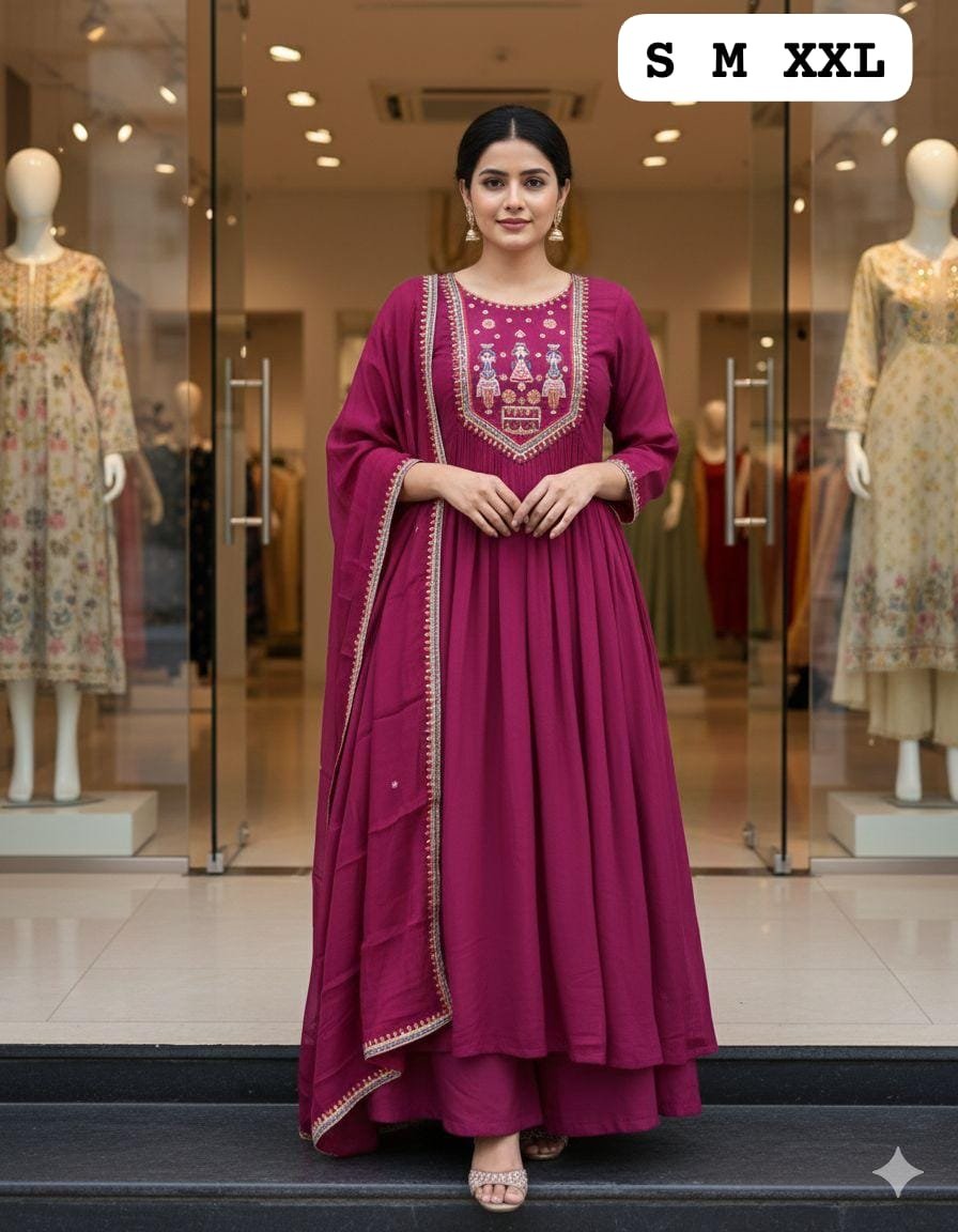 Add grace and elegance to your festive wardrobe with this stunning round Anarkali suit set - Image 4