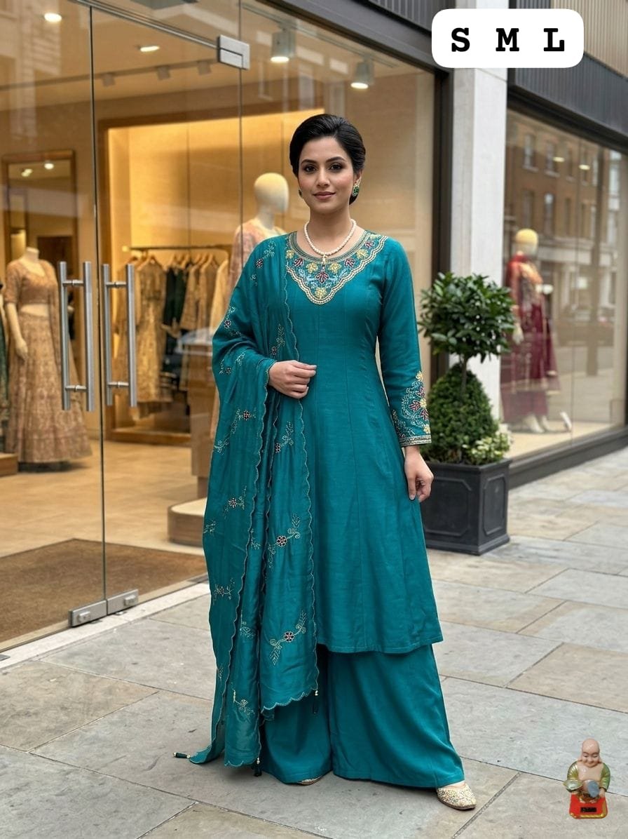 Add grace and elegance to your festive wardrobe with this stunning round Anarkali suit set - Image 5