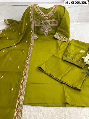 Alternative view of HAND WORK  KURTI WITH  DUPATTA PLAZZO SET WITH WORK ON SLEEVS