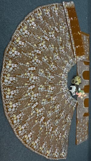 Alternative view of AK Launching 4 meter flared  Real Mirror Sequins Work Lehenga, Exceptional Quality with Can-Can and Canvas Layers, A Perfect Fusion of Glamour and Comfort