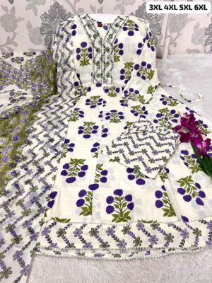 Alternative view of PURE COTTON ANARKALI KURTI WITH PENT WITH DUPPATA